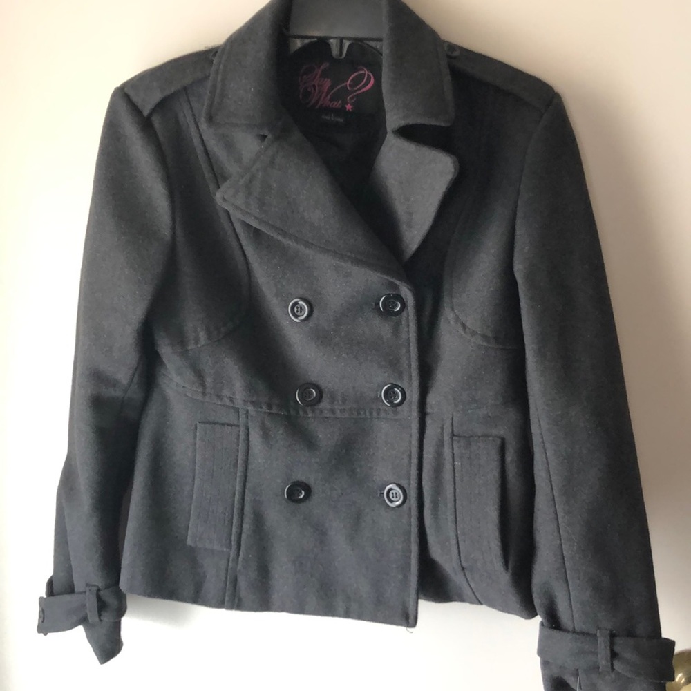 Pea coat grey, fully lined, Juniors L NWT